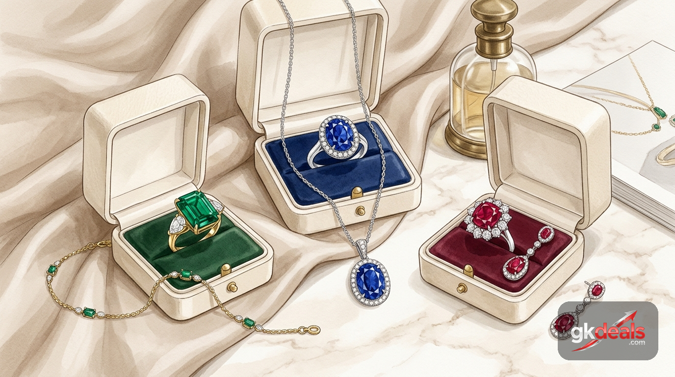 Fine Gemstone Jewelry Over $1,000: Sapphire, Emerald & Ruby